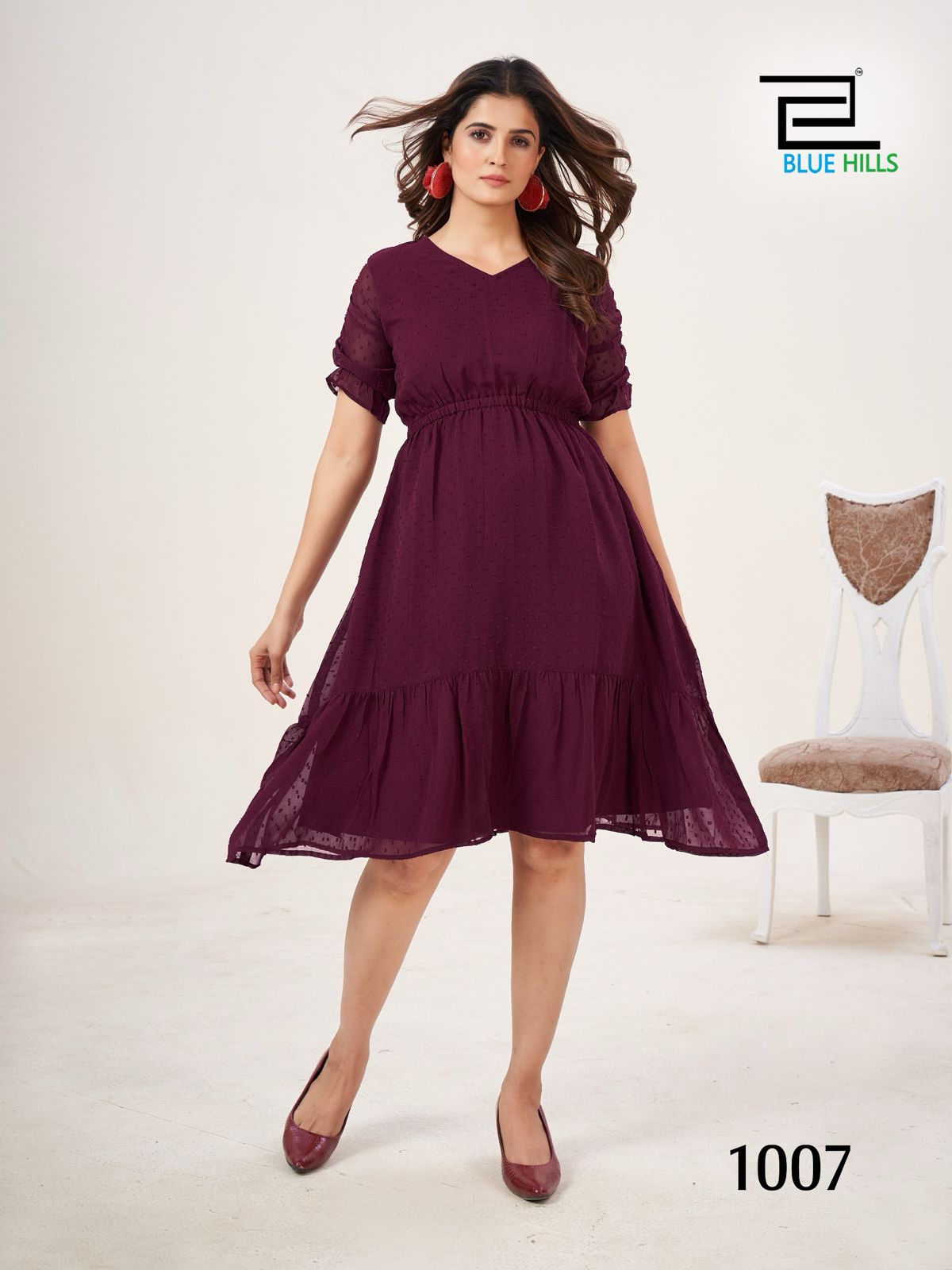 Belle By Blue Hills Georgette Tunic Style Western Kurtis Wholesale Market
